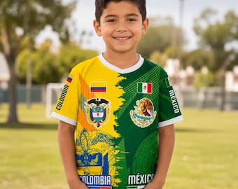 Mexico Colombia Kids Unisex Soccer Jersey