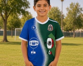 Mexico El Salvador Kids Soccer Jersey, El Salvador, Mexico, Unisex, Soccer Jersey