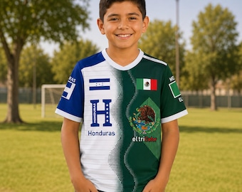 Mexico Honduras Kids Unisex Soccer Jersey, Mexico, Honduras, Unisex, Soccer Jersey