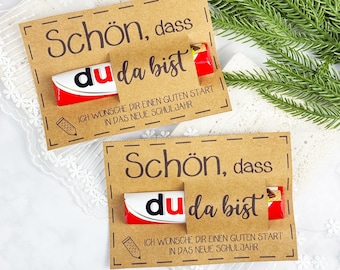 Schulanfang Geschenkidee, Printvorlage Willkommensgeschenk, schön, dass Du da bist, Bastelvorlage Schüler, PDF-Datei, DUPLO Tischdekoration