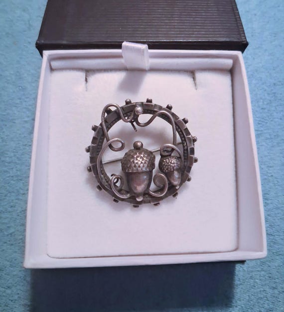 Antique Victorian Sterling Silver Acorn Brooch