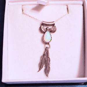 Sterling Silver Southwest Style Simulated Opal Pendant on 18.25 Inch Chain