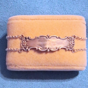 Foree Sterling Silver Antique style Name Panel Bracelet 7 Inches