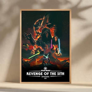 Póster de la película Star Wars Episodio III – La Venganza de los Sith, impresión en lienzo, arte de pared, póster de película, decoración del hogar