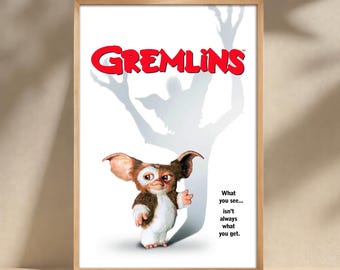 Póster de la película Gremlins, impresión en lienzo, arte mural, póster de película, decoración del hogar
