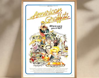 Póster de la película American Graffiti, impresión en lienzo, arte mural, póster de cine, decoración del hogar