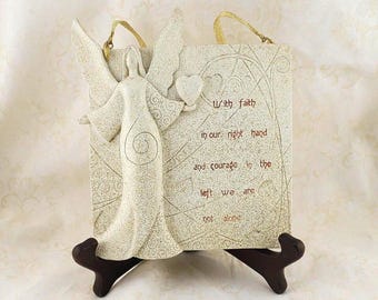 Inspirational wall plaque with angel