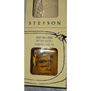 Vintage Stetson Gift Box Men's 2 oz Cologne Splash Coty & Soap On A Rope New Old image 2