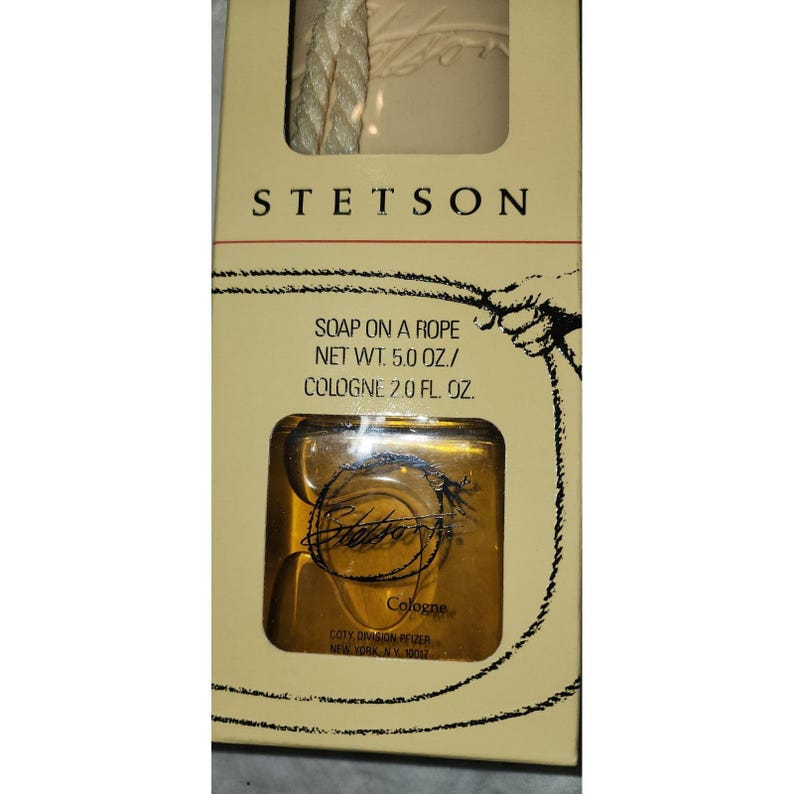Vintage Stetson Gift Box Men's 2 oz Cologne Splash Coty & Soap On A Rope New Old image 2