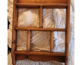 Vintage Wall Wheat Carved Wood Cubby Display Shelf 21.5x16.5" Cottage Core Decor