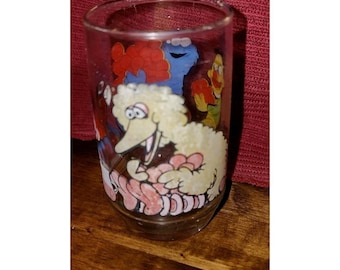 Vintage Muppets Sesame Street Juice Glass  4" Ernie Bert Big Bird Anchor Hocking