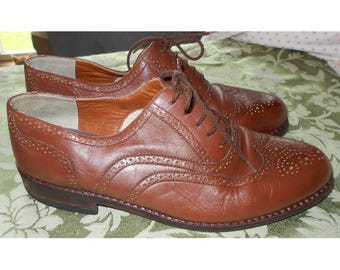 Vintage Lacoste Wingtip Oxford Men's 11.5 Cognac Lace Up Shoes DRESS BROWN