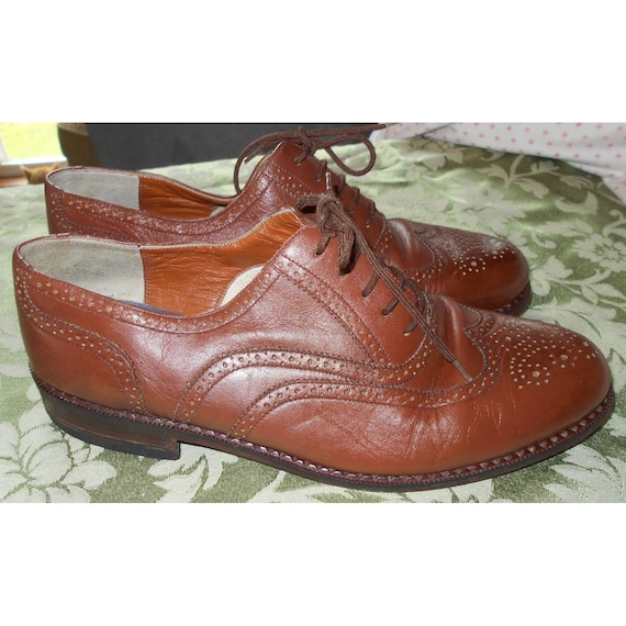 lacoste brown dress shoes Vintage Wingtip Oxford Men's 11.5 Cognac Lace Up lacoste formal shoes for men