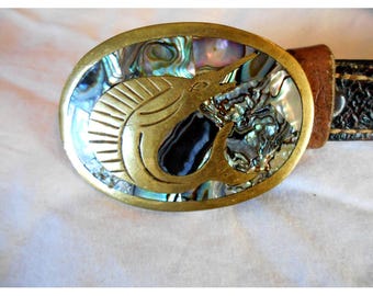 Vintage Mexican Sterling Silver 'overlay'engraved Buckle Belt