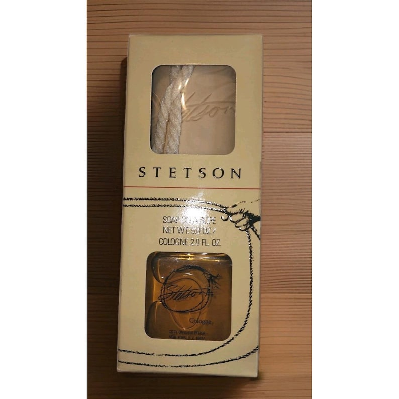 Vintage Stetson Gift Box Men's 2 oz Cologne Splash Coty & Soap On A Rope New Old image 1