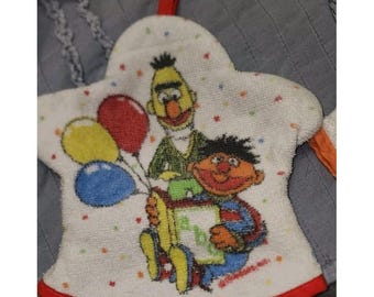 Guanto da bagno vintage di Sesame Street, pupazzi Monster Big Bird Bert Ernie Raro Bambino
