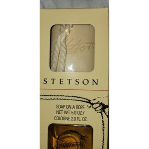 Vintage Stetson Gift Box Men's 2 oz Cologne Splash Coty & Soap On A Rope New Old image 3
