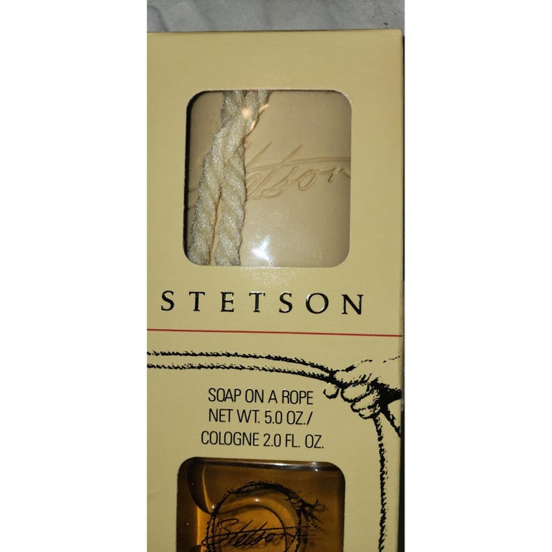 Vintage Stetson Gift Box Men's 2 oz Cologne Splash Coty & Soap On A Rope New Old image 3