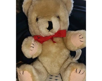 Oso de peluche vintage color canela articulado de 23 cm (9 pulgadas) de la década de 1980, de Wangs Fox Retail.