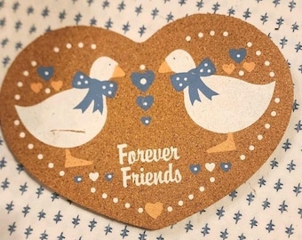 Vintage 80s Blue Ribbon Goose Refrigerator Magnet Happy Corkers Geese Cottagecor
