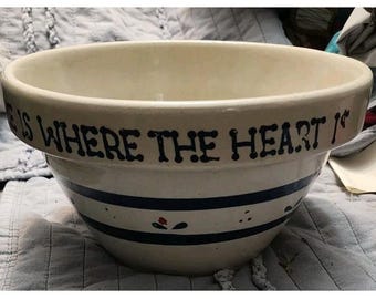 Vintage Robinson Ransbottom Pottery Ohio Bowl Home Where Heart Grandma Cottage Core