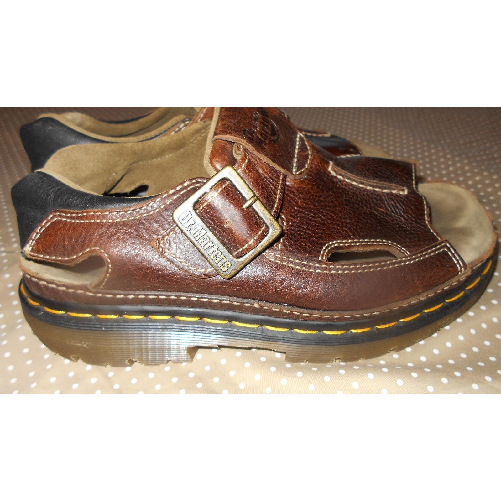 Dr Martens Vtg 00\'s Brown Leather Fishermans Sandals Mens 11M Buckle Strap Dr. Martens Women main image 4