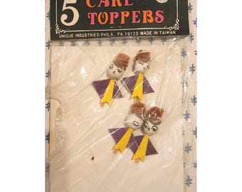 Adornos para pastel vintage Boy Scouts Read Unique Industries Antiguo 4 Cupcake Raro