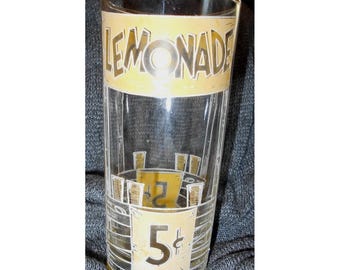 Vintage Culver Highball Glass Lemonade 5 cents  6 7/16" Tall Retro Cottage Core