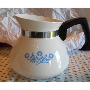 Vintage Corning Ware blauwe korenbloem 6 kopjes koffie theepot waterkoker theepot GEEN DEKSEL