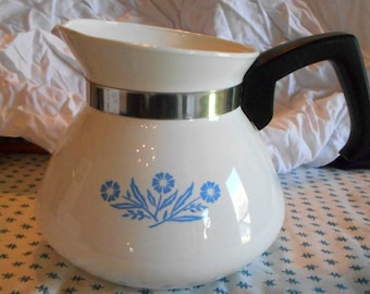 Tetera/cafetera vintage Corning Ware azul aciano para 6 tazas (sin tapa)