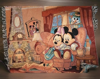 Vintage Disney Tapestry, Disney World Mickey & Minnie Mouse Picnic