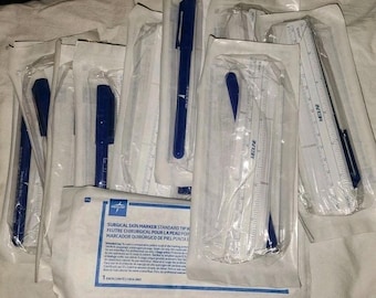 Medline chirurgische tatoeage huidmarkering 6 verzegeld verpakt + liniaallabels 6 steriel