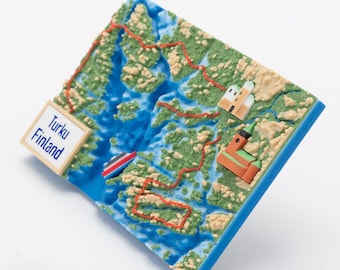 Turku Archipelago Fridge Magnet | Finland Souvenir | 3D Map Magnet | Travel Gift