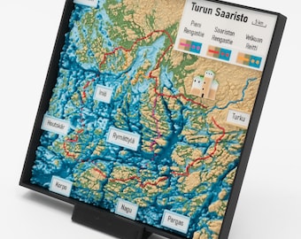 Turku Archipelago Map | Medium 3D Relief Map | Finland Gift | Coastal Wall Art