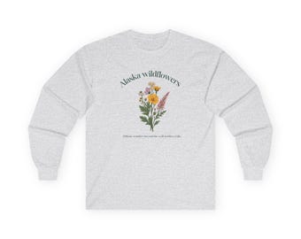 Camiseta de manga larga con flores silvestres de Alaska / Camisa con ramo de montaña