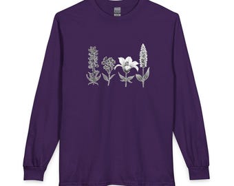 Camisa de manga larga con 4 flores silvestres de Alaska