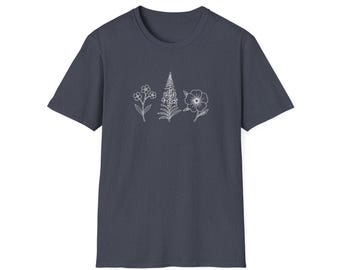 Camiseta con diseño minimalista de flores silvestres de Alaska