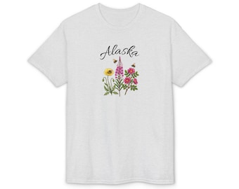 Alaska Bumble Bees & Wildflowers T-Shirt | Arctic Poppy Fireweed Wild Rose