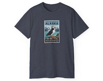 Alaska Puffin Vintage Travel Poster T-Shirt