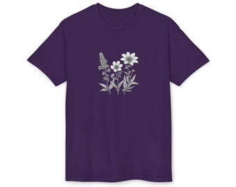 Camiseta unisex minimalista de flores silvestres