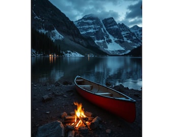 Canoa en lago de montaña 2 Impresión en póster satinado