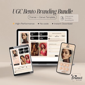 UGC Bento Branding Bundle | Framer, Canva Template, Business Pitch Deck (Instant Download)