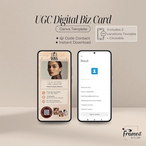 UGC Creator Digital Business Card: Textable QR Contact, Clickable Landing Page (Canva Template)