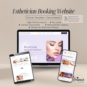 Site web de réservation pour esthéticiennes optimisé pour la conversion | Planificateur de rendez-vous spa, paiement Stripe, modèle sans code