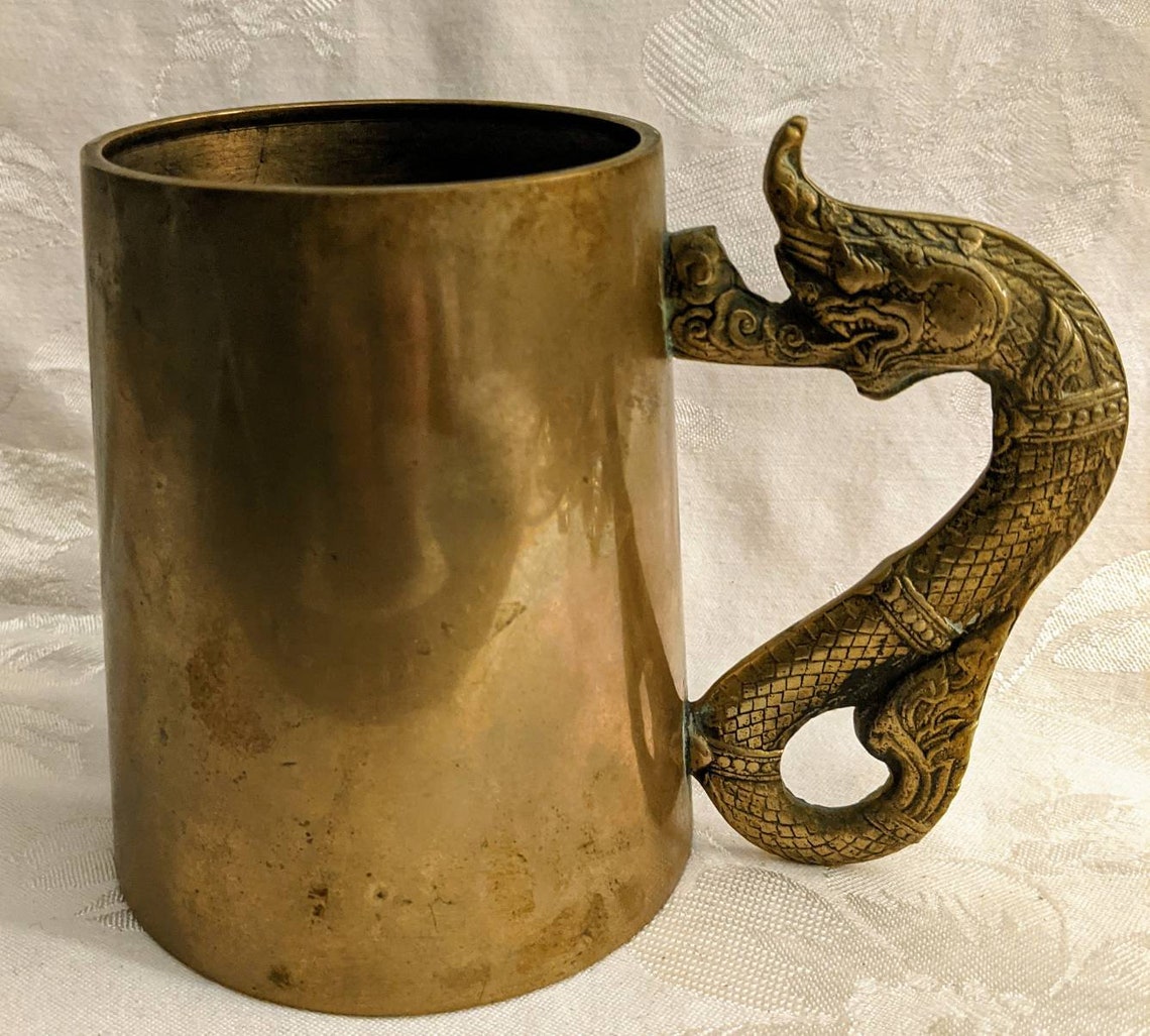 Solid Brass Mug/tankard/ Dragon Handle Etsy