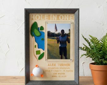 Personalized Golf Achievement Frame: Ball Holder, Custom Photo Display