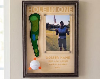 Personalized Hole In One Golf Trophy – 3D Course Map, Keepsake Frame