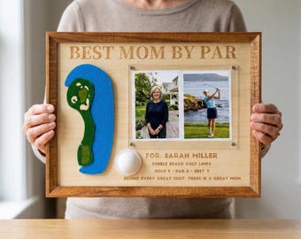 Personalized Golf Photo Frame – 3D Course Art, Mom By Par