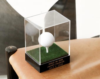 Hole In One Golf Display– Personalized Holder,Golf Trophy,Memorabilia Box