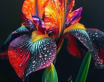 Fire Glow Bearded Iris Seeds – Red Black Ruffled Perennial Flowers